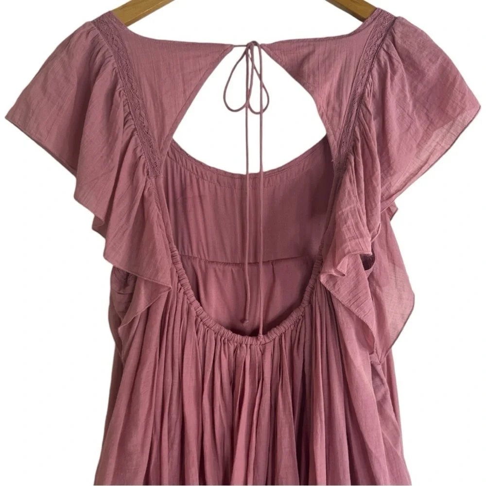 Free People Hailey Mini Dress Pink Open Back Boho Small